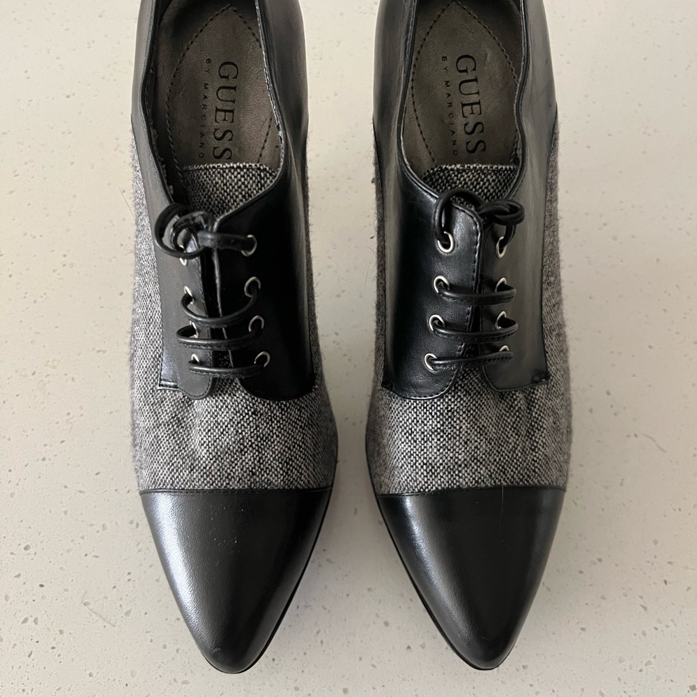 GUESS Black and Gray Heeled Lace-Ups